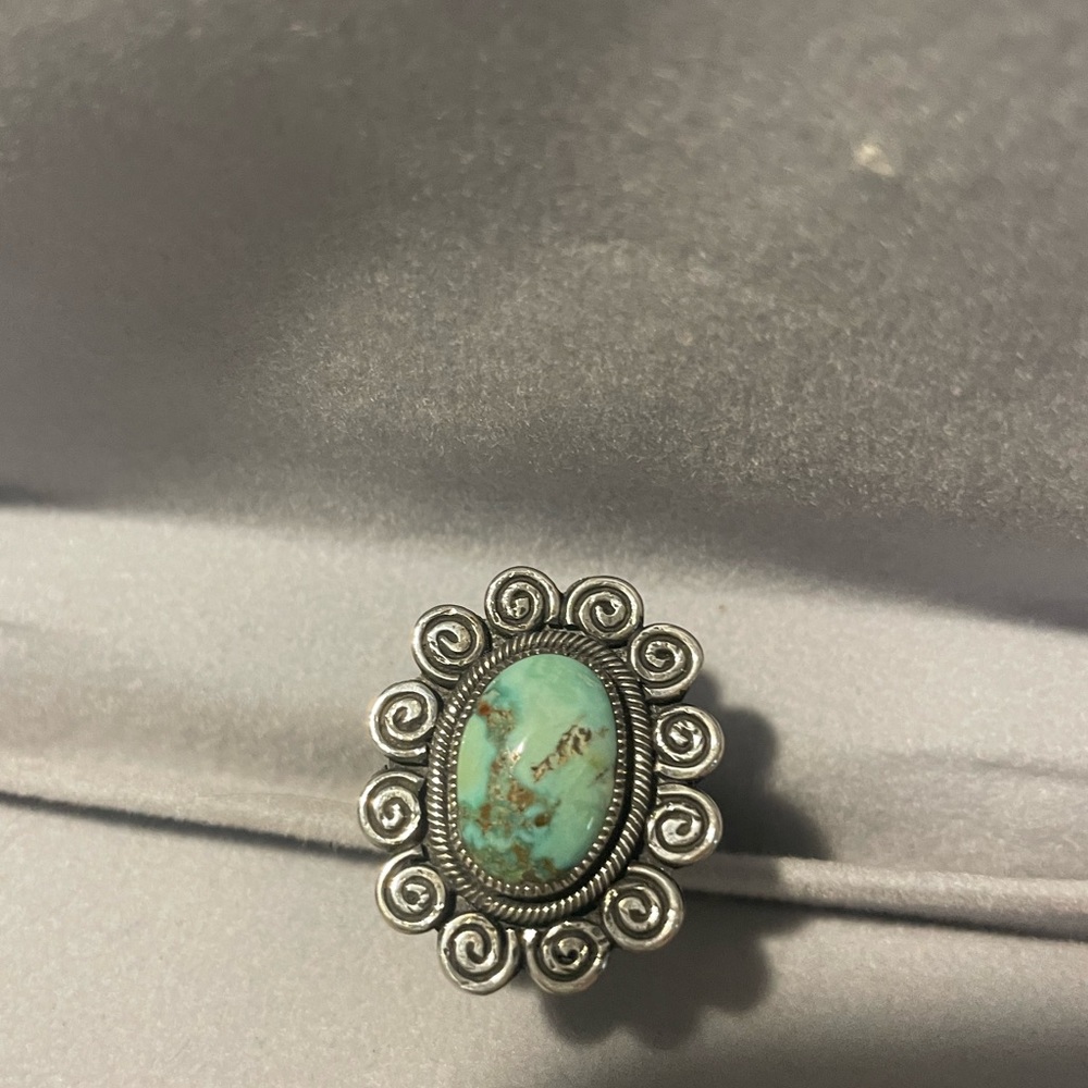 Sterling Silver And Large Turquoise Ring - image 1